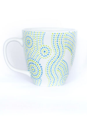 ručně malovaný porcelánový hrnek Harry zeleno-modrý
