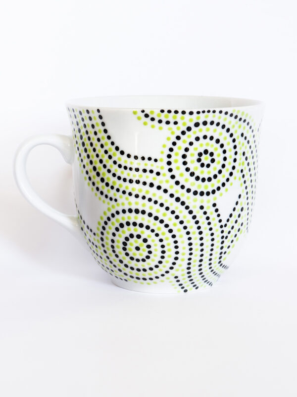 Porcelánový hrnek Mirek, zeleno-černý, ručně malovaný