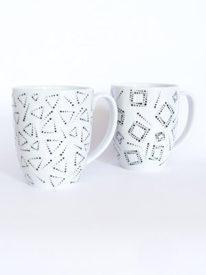 Set 2ks porcelánových hrnečků ručně zdobených