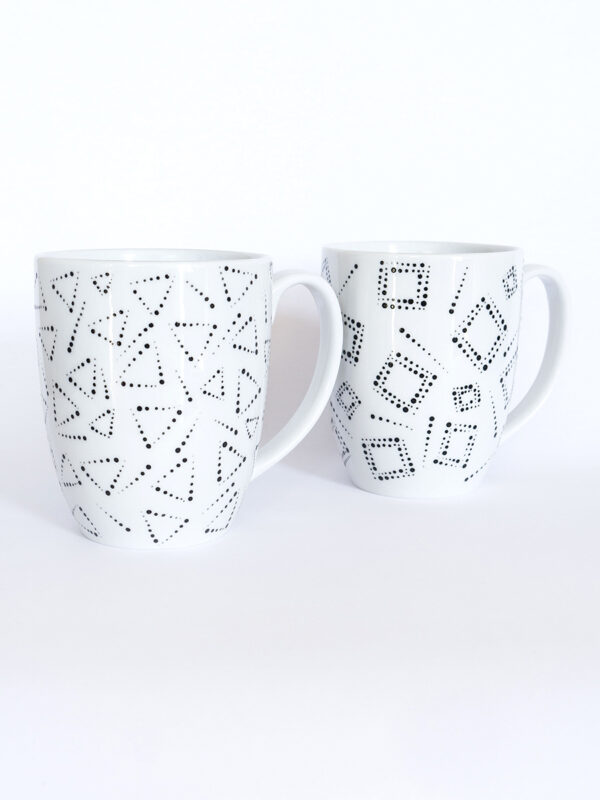 Set 2ks porcelánových hrnečků ručně zdobených
